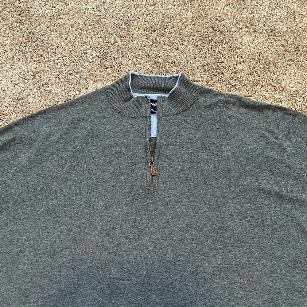 Johnnie-O Men’s Grey Bailey Quarter Zip Sweater XL Silk Blend Knit Fall Winter